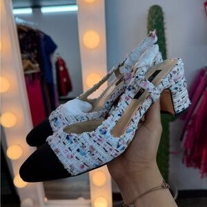 Elegant Tweed Slingback Heels